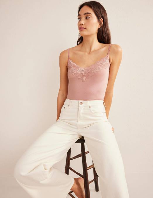 Boden vêtements beige clair femmes caraco en dentelle LB2X2596