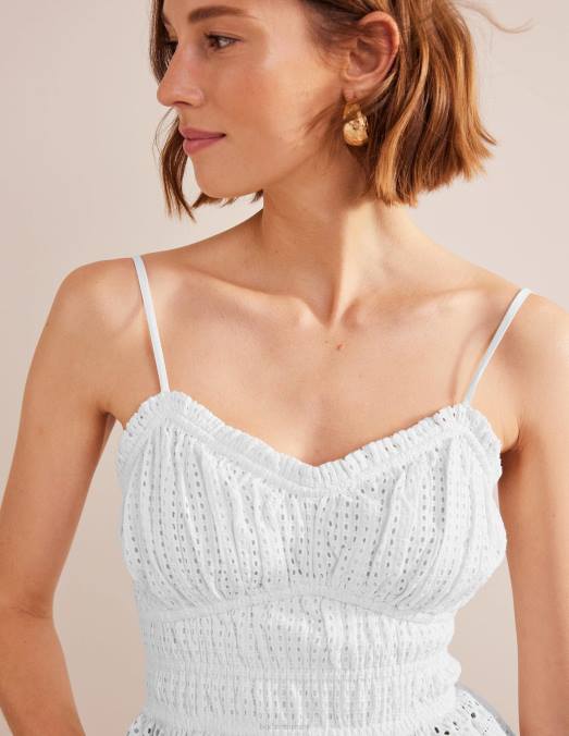 Boden vêtements blanc femmes caraco à détail froncé LB2X1132