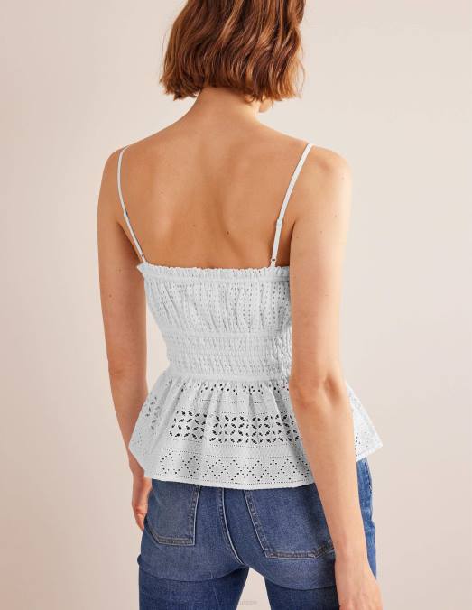 Boden vêtements blanc femmes caraco à détail froncé LB2X1132