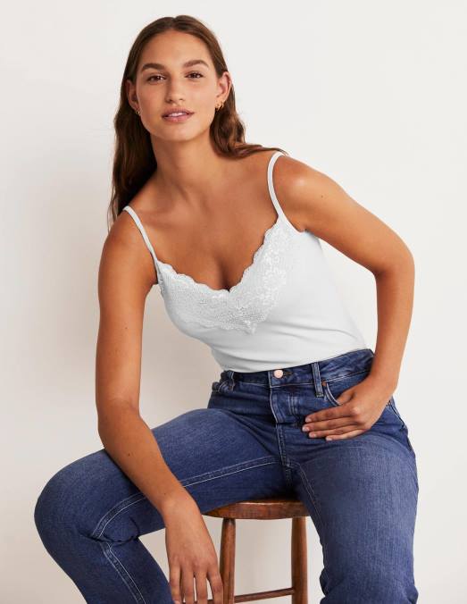 Boden vêtements blanc femmes caraco en dentelle LB2X2556