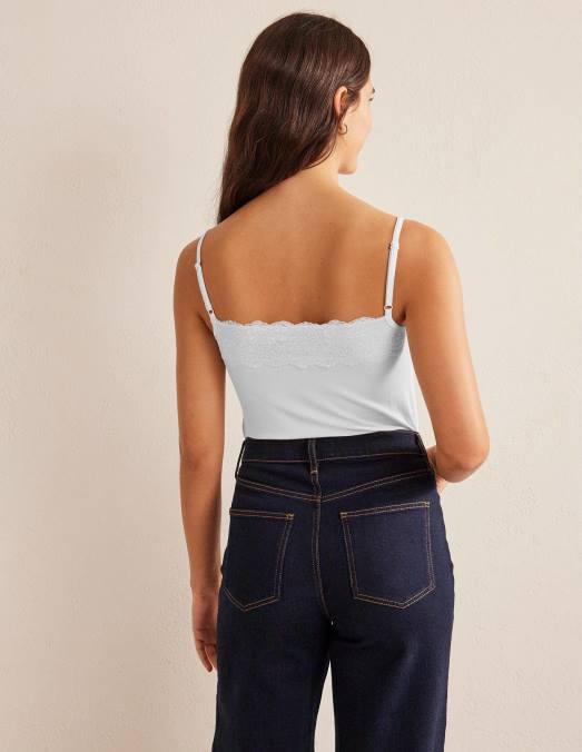 Boden vêtements blanc femmes caraco en dentelle LB2X2556