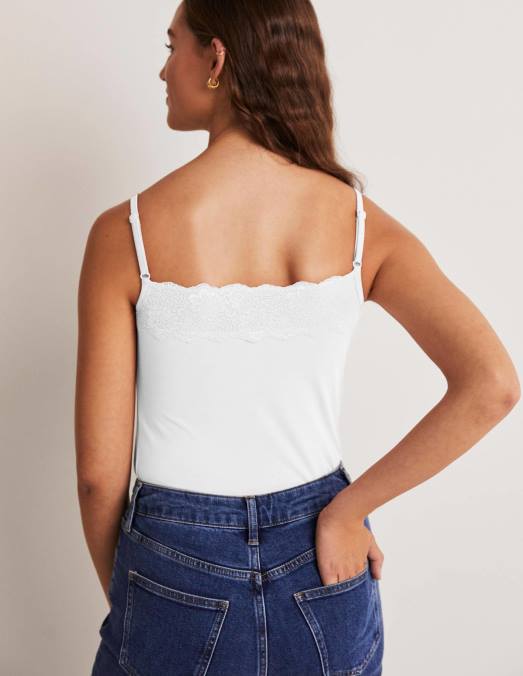 Boden vêtements blanc femmes caraco en dentelle LB2X2556