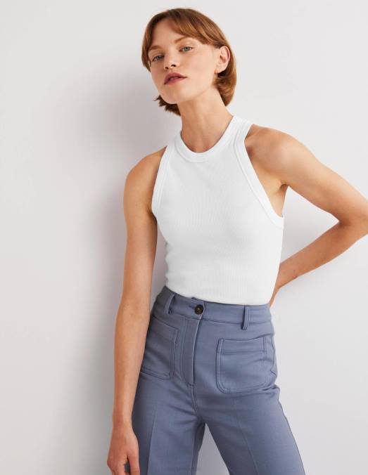 Boden vêtements blanc femmes gilet côtelé en coton LB2X179