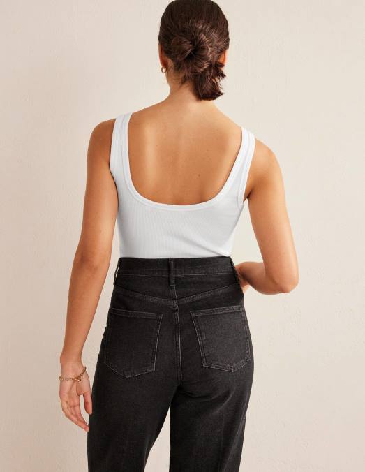 Boden vêtements blanc femmes gilet en coton côtelé LB2X1391