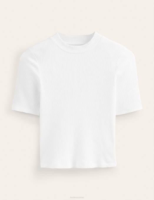 Boden vêtements blanc femmes haut côtelé à col montant LB2X1922