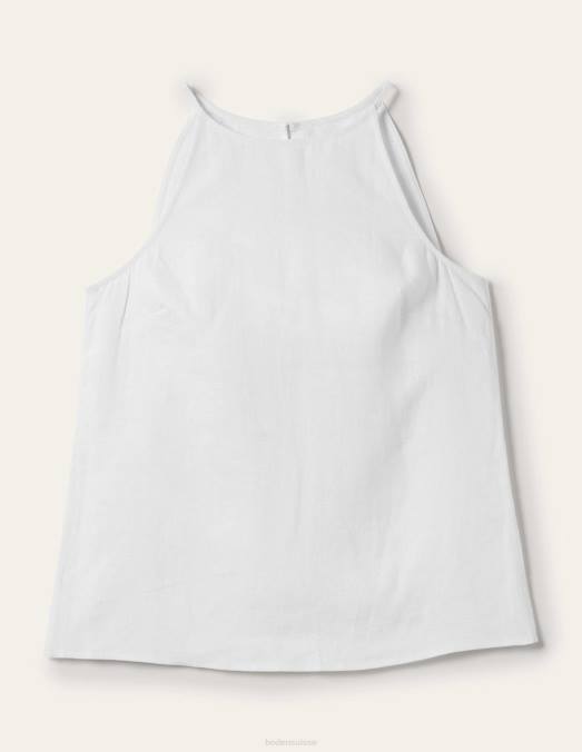 Boden vêtements blanc femmes haut dos nu en lin à bretelles LB2X2414