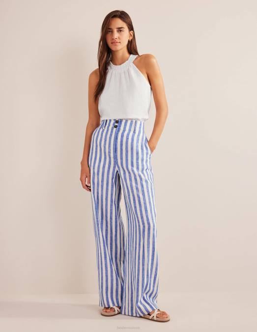 Boden vêtements blanc femmes haut dos nu smocké en lin LB2X1424