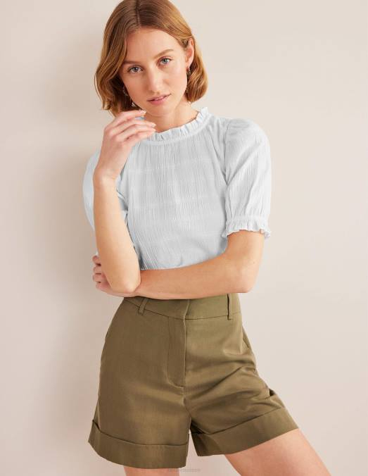 Boden vêtements blanc femmes haut texturé ajusté LB2X1681