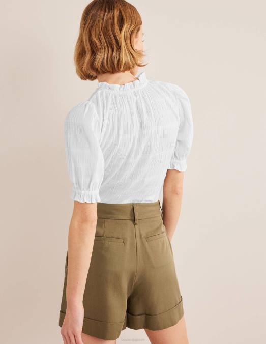 Boden vêtements blanc femmes haut texturé ajusté LB2X1681