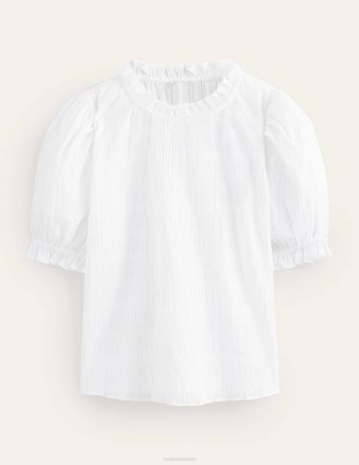 Boden vêtements blanc femmes haut texturé ajusté LB2X1681