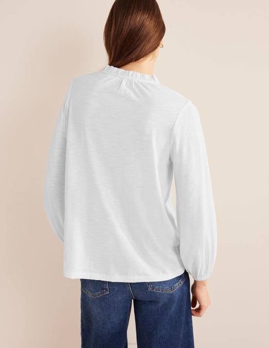 Boden vêtements blanc femmes haut texturé à empiècement découpé LB2X1563