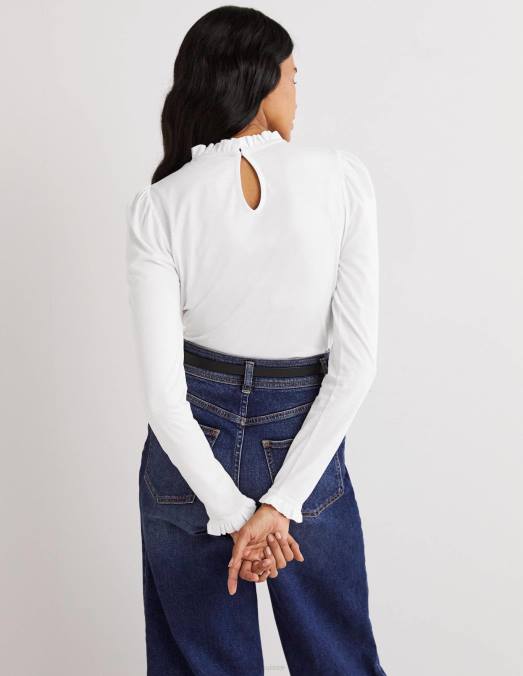 Boden vêtements blanc femmes haut ultra doux à volants LB2X138