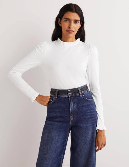 Boden vêtements blanc femmes haut ultra doux à volants LB2X138