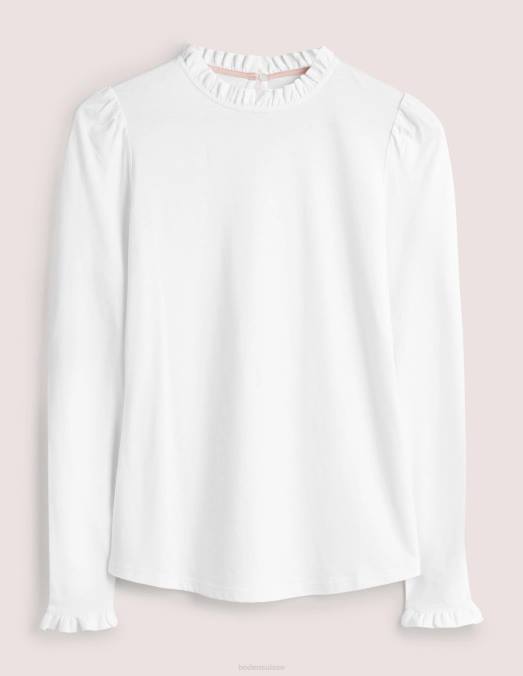 Boden vêtements blanc femmes haut ultra doux à volants LB2X138