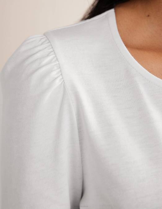 Boden vêtements blanc femmes haut ultradoux à manches longues LB2X176