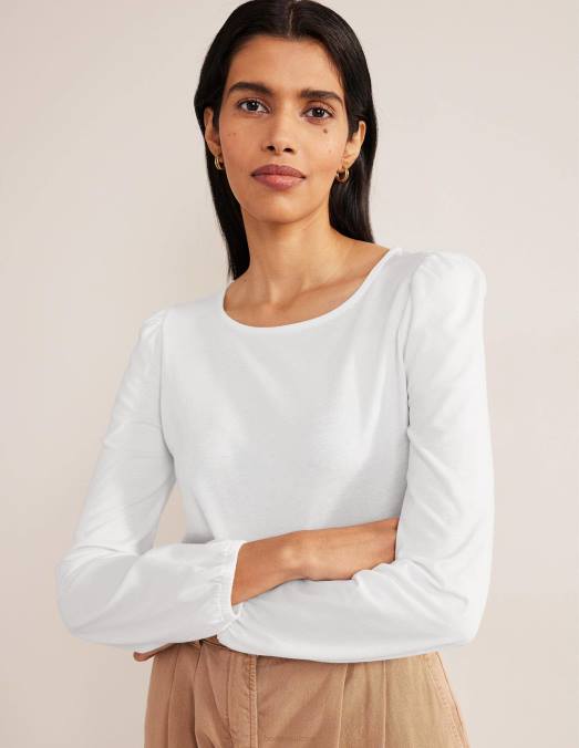 Boden vêtements blanc femmes haut ultradoux à manches longues LB2X176