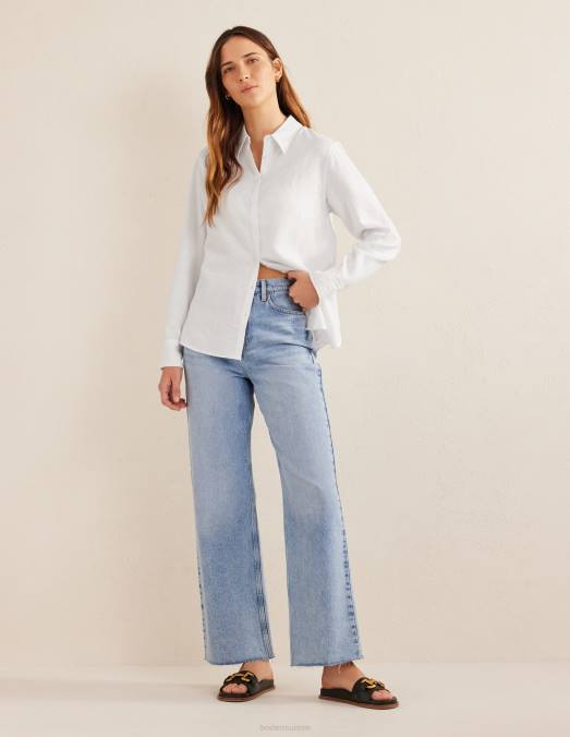 Boden vêtements blanc femmes nouvelle chemise en lin LB2X155