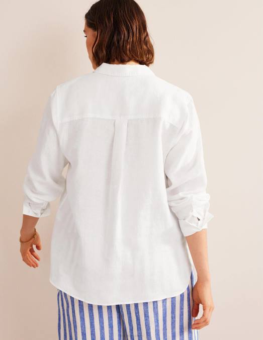 Boden vêtements blanc femmes nouvelle chemise en lin LB2X155
