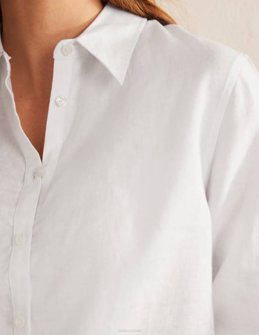 Boden vêtements blanc femmes nouvelle chemise en lin LB2X155