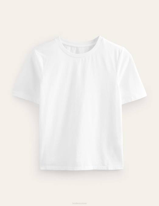 Boden vêtements blanc femmes t-shirt à col rond en pur coton LB2X1575