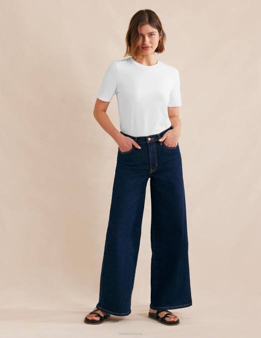 Boden vêtements blanc femmes t-shirt à col rond en pur coton LB2X1575