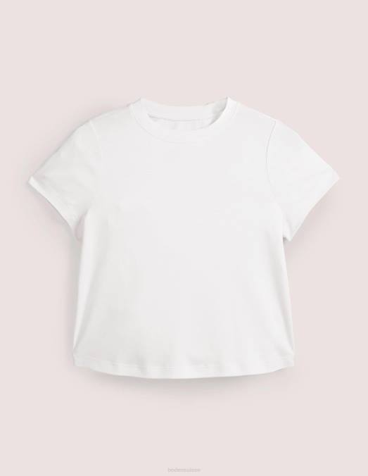 Boden vêtements blanc femmes t-shirt court en coton parfait LB2X173