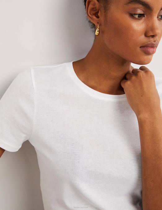 Boden vêtements blanc femmes t-shirt doux au toucher LB2X170