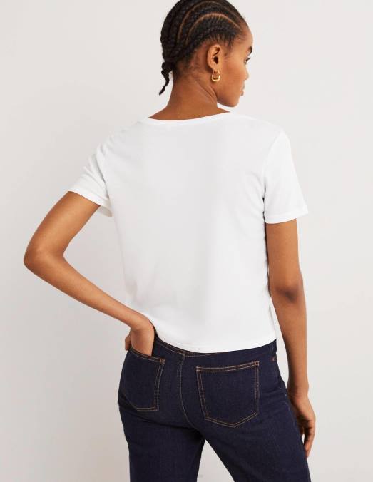 Boden vêtements blanc femmes t-shirt doux au toucher LB2X170