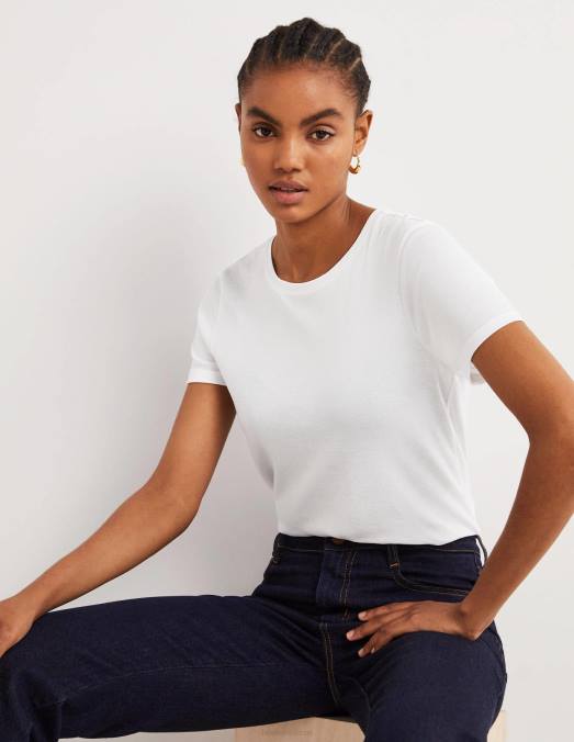 Boden vêtements blanc femmes t-shirt doux au toucher LB2X170