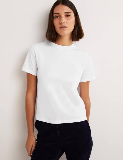 Boden vêtements blanc femmes t-shirt en coton parfait LB2X168