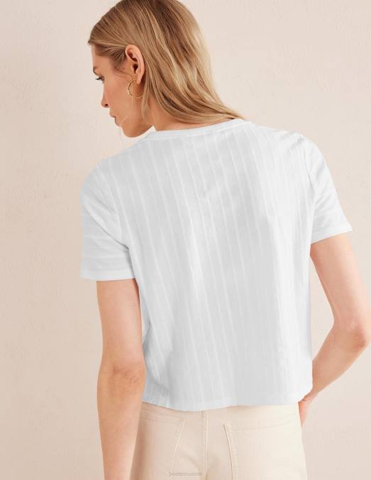Boden vêtements blanc femmes t-shirt en jersey texturé LB2X1899