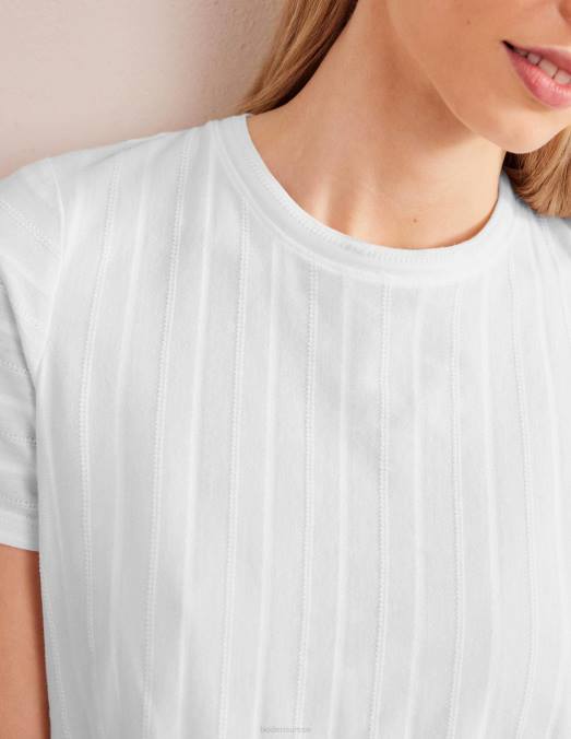 Boden vêtements blanc femmes t-shirt en jersey texturé LB2X1899