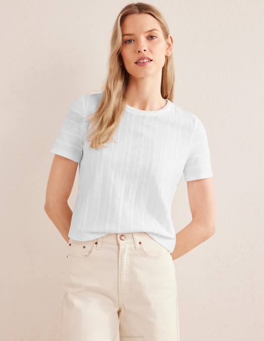 Boden vêtements blanc femmes t-shirt en jersey texturé LB2X1899