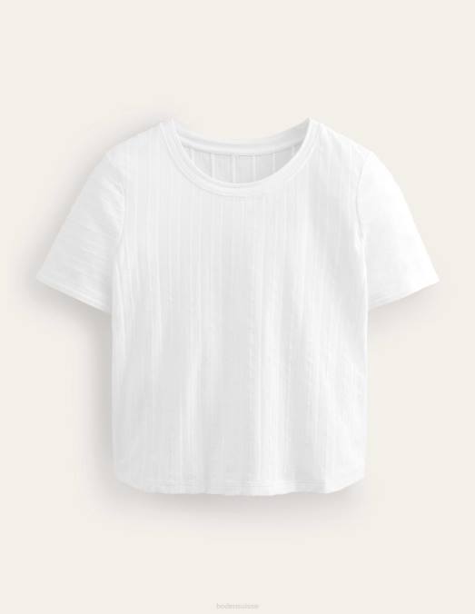 Boden vêtements blanc femmes t-shirt en jersey texturé LB2X1899