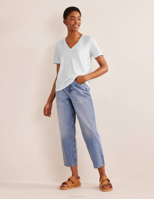Boden vêtements blanc femmes t-shirt parfait à col en V LB2X1080