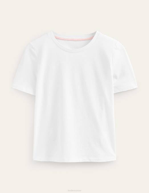 Boden vêtements blanc femmes t-shirt ras du cou en pur coton LB2X190