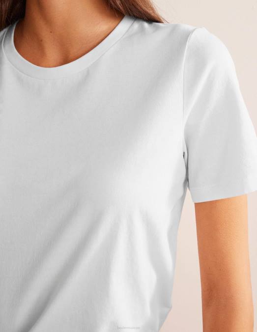 Boden vêtements blanc femmes t-shirt ras du cou en pur coton LB2X190