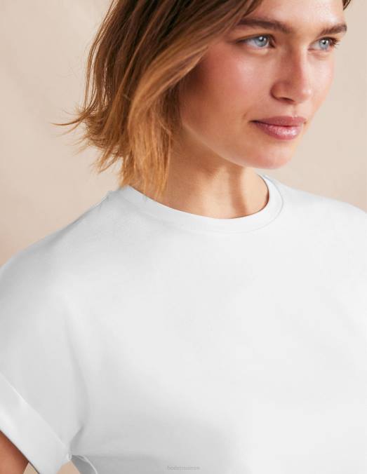 Boden vêtements blanc femmes t-shirt retourner en arrière LB2X1821