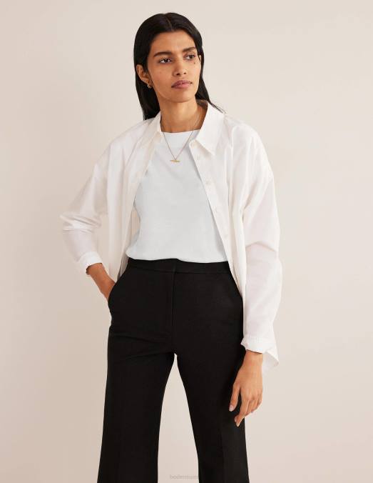 Boden vêtements blanc femmes t-shirt ultra doux à col bateau LB2X153