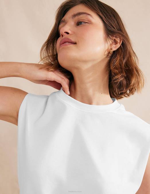 Boden vêtements blanc femmes top sans manches en coton parfait LB2X131