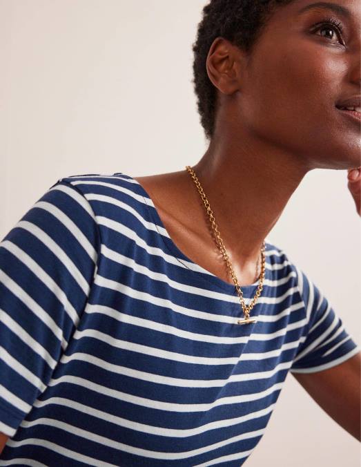 Boden vêtements bleu marine et ivoire femmes bretonne ella à manches courtes LB2X188