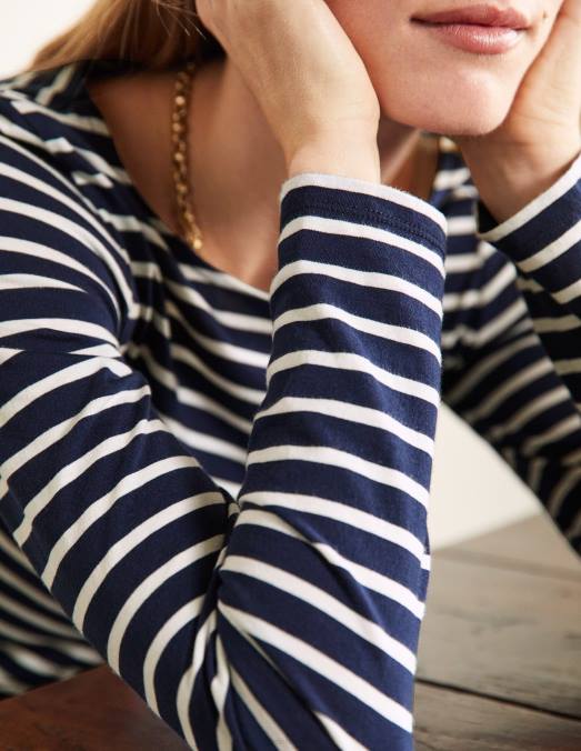 Boden vêtements bleu marine et ivoire femmes bretonne ella à manches longues LB2X117