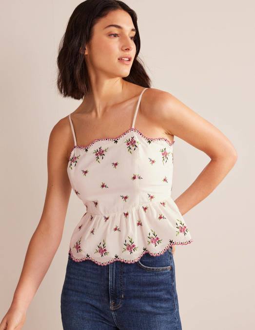 Boden vêtements broderie florale femmes haut à basque brodé LB2X143