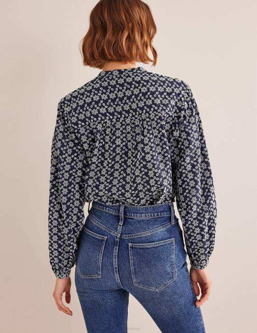 Boden vêtements broderie marine femmes chemise oversize à broderies LB2X590