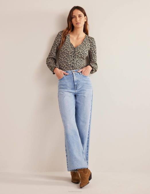 Boden vêtements cavelo noir et cachemire pop femmes haut à col en V boutonné sur le devant LB2X2262