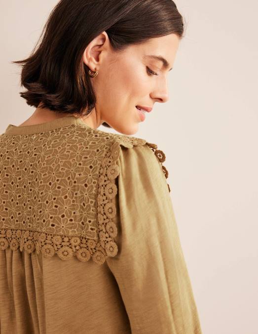 Boden vêtements chameau femmes haut tissé mélangé à col cranté LB2X1812