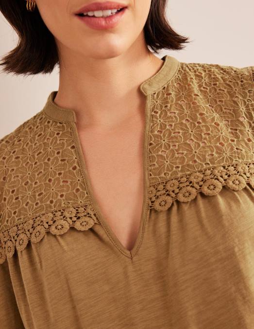 Boden vêtements chameau femmes haut tissé mélangé à col cranté LB2X1812