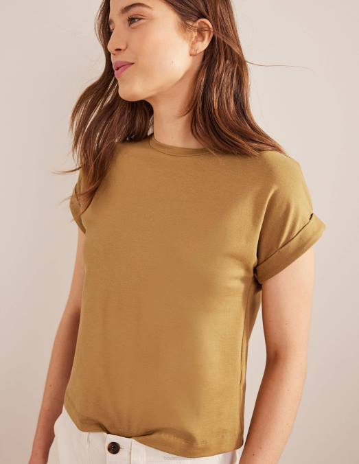 Boden vêtements chameau femmes t-shirt retourner en arrière LB2X2572