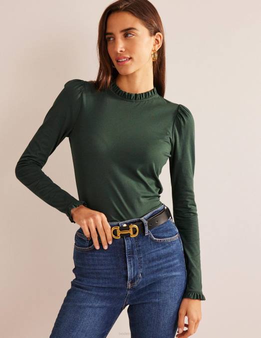 Boden vêtements chatworth vert femmes haut ultra doux à volants LB2X126