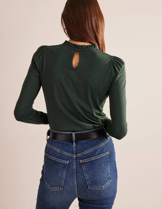 Boden vêtements chatworth vert femmes haut ultra doux à volants LB2X126
